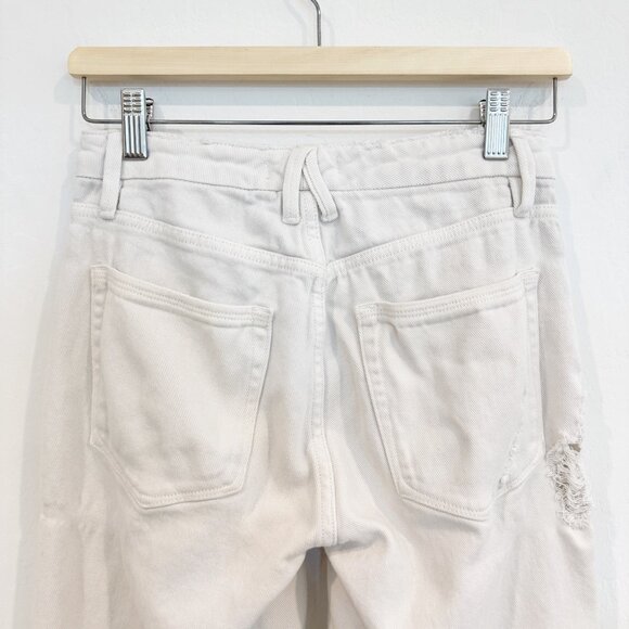 Good American Denim Good Boy Distressed Button Fly Split Hem Jeans White Size 25 - Picture 9 of 11